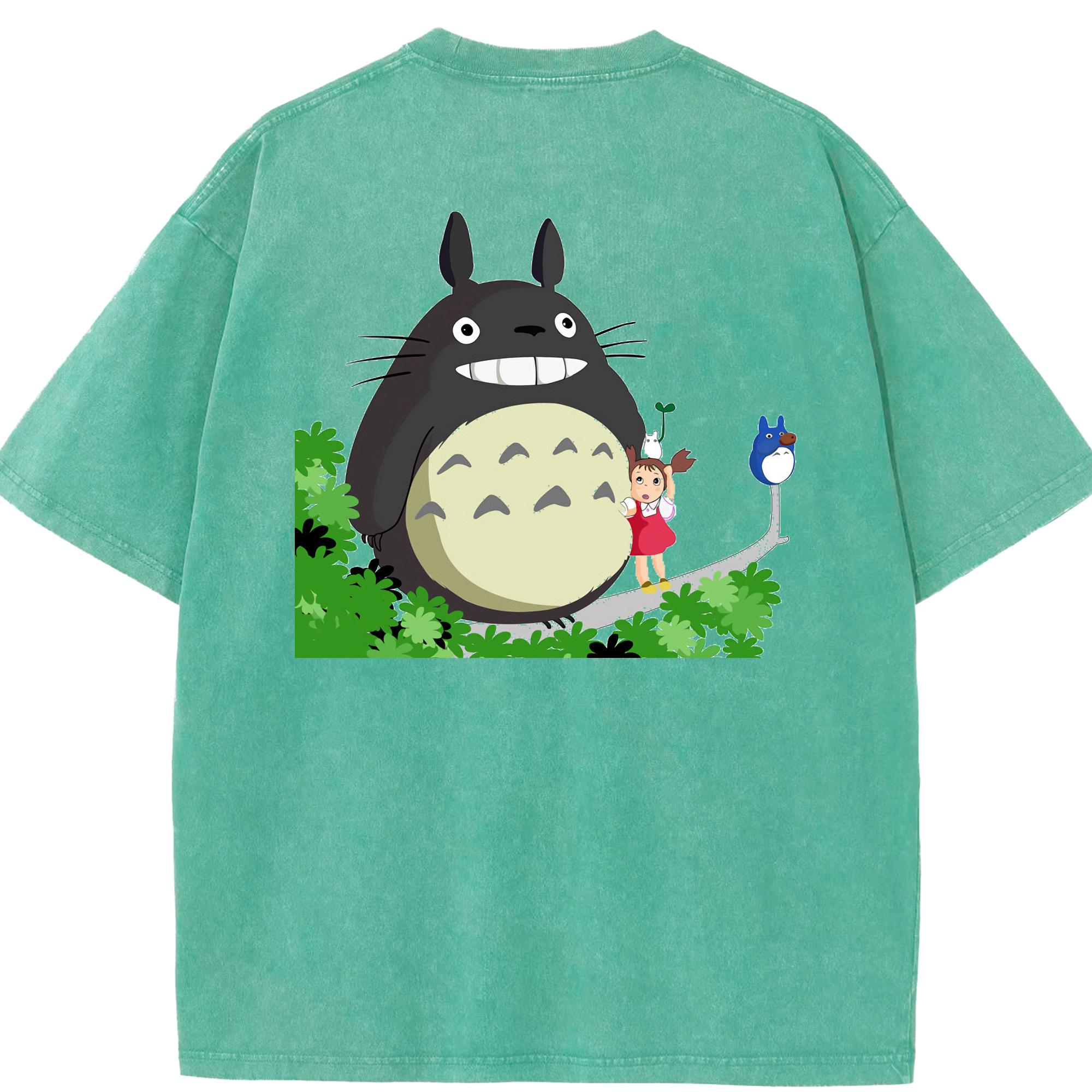 （画像用） となりのトトロ 草壁メイ 草壁サツキ My Neighbor Totoro Satsuki Kusakabe Mei Kusakabe 綿100% ヴィンテージ風 半袖Tシャツ（背面プリント）